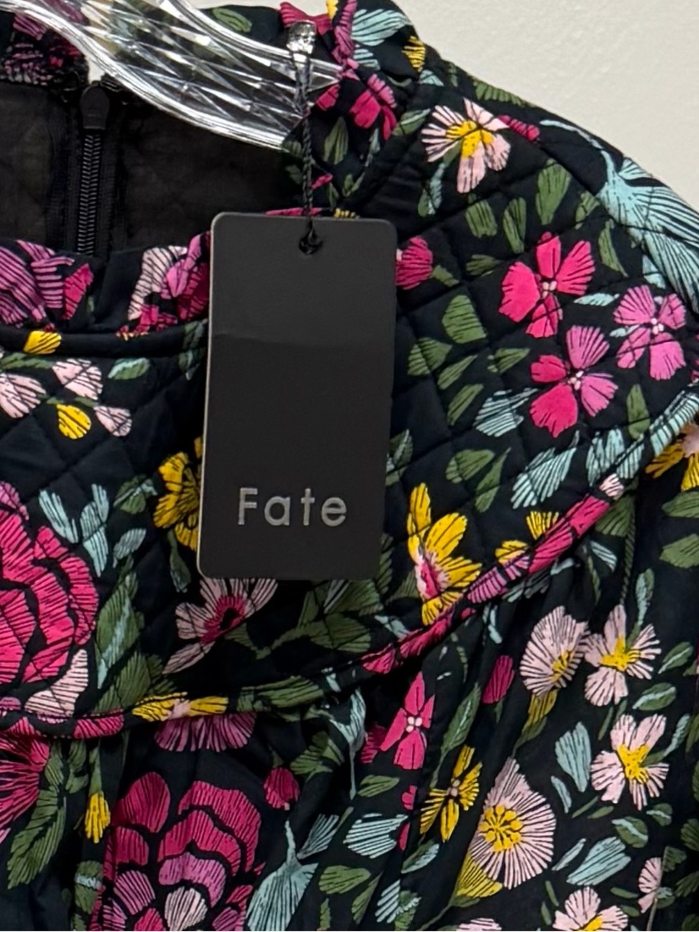 Fate Black Floral Dress with Pink and Yellow Blooms - Picture 2 of 5